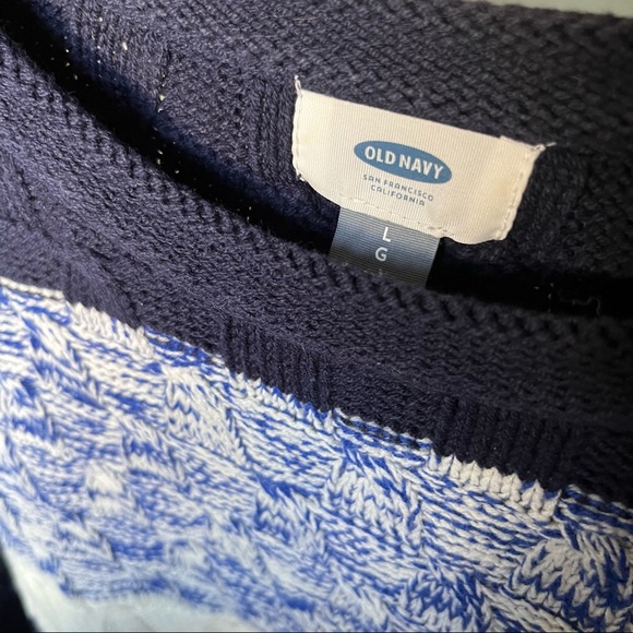 Old navy crew neck cable knit colorblock striped sweater - Picture 2 of 2
